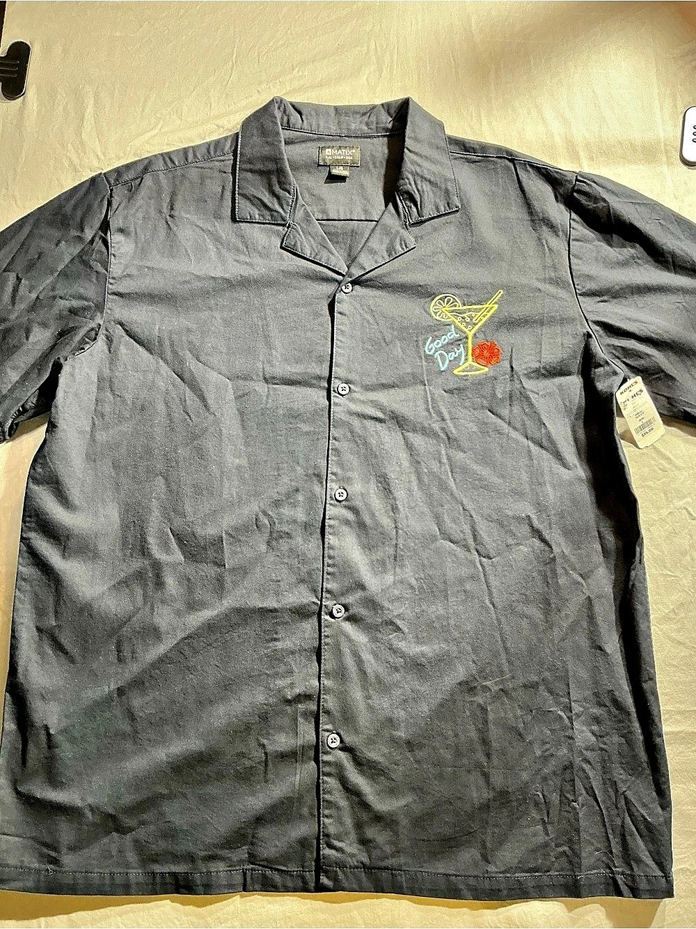 Matix Men's Cotton Button-Up Shirt in Gray Size Large NWT